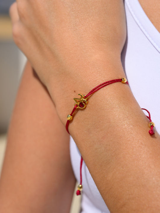 Handmade Kids Bracelet Talisman 2026 Red Heart Gilded Zamac