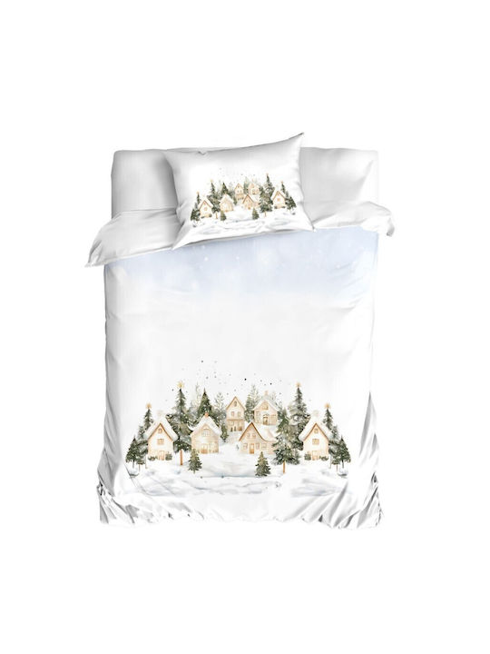 Lenjerii Deosebite Set Husă de Pilotă Bumbac Single cu Față de Pernă & 1 Cearsaf 160x220 Snowy