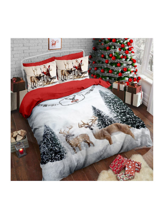 Lenjerii Deosebite Set Husă de Pilotă Bumbac Dublă cu 2 Fețe de Pernă & 1 Cearsaf 200x220 Deer