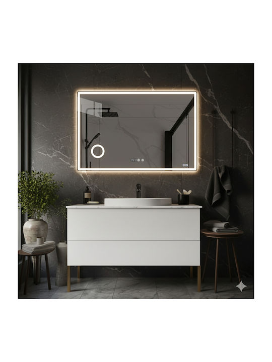 Futura Увеличаващ Правоъгълена Банско Огледало LED Touch 100x80см