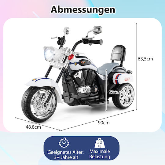 Kids Motorbike Inspired Electric 6 Volt White