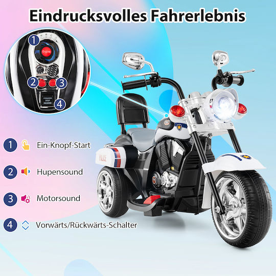 Kids Motorbike Inspired Electric 6 Volt White