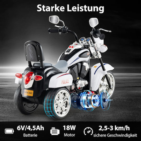 Kids Motorbike Inspired Electric 6 Volt White