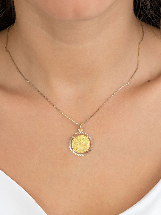 Kiriakos Gofas Pendant Kids Talisman with Chain Konstantinato made of Gold 14K KN575