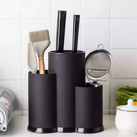 Femmit Tabletop Kitchen Organizer Stand with 3 Compartments BPA Free Black