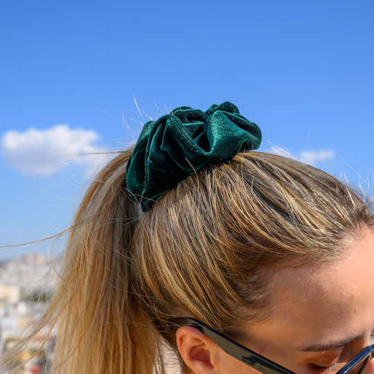 Χειροποίητο Βελούδινο Πράσινο Scrunchie Πολυεστέρα