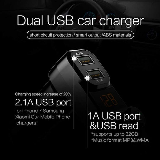Pyramid FM Transmitter Αυτοκινήτου με Bluetooth / MicroSD / USB / AUX