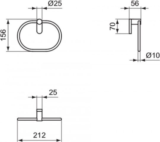 Ideal Standard Conca Κρίκος Μπάνιου Μονός με Βίδες Ασημί