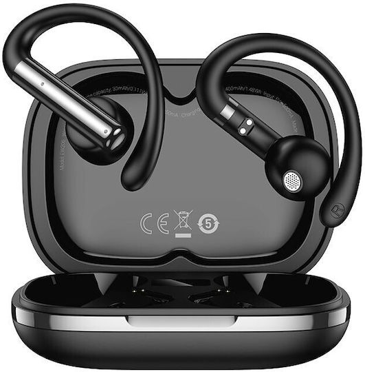 Hoco EW206 Earbud Bluetooth Handsfree Ακουστικά με Αντοχή στον Ιδρώτα και Θήκη Φόρτισης Μαύρα