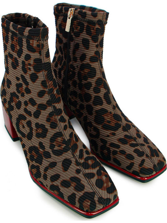 Women's Ankle Boots with Medium Heel Brown
