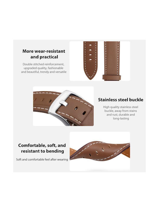 Leather Strap Shark Fine Grain Xiaomi Smart Band 9 Pro Redmi Watch 5 20mm Brown