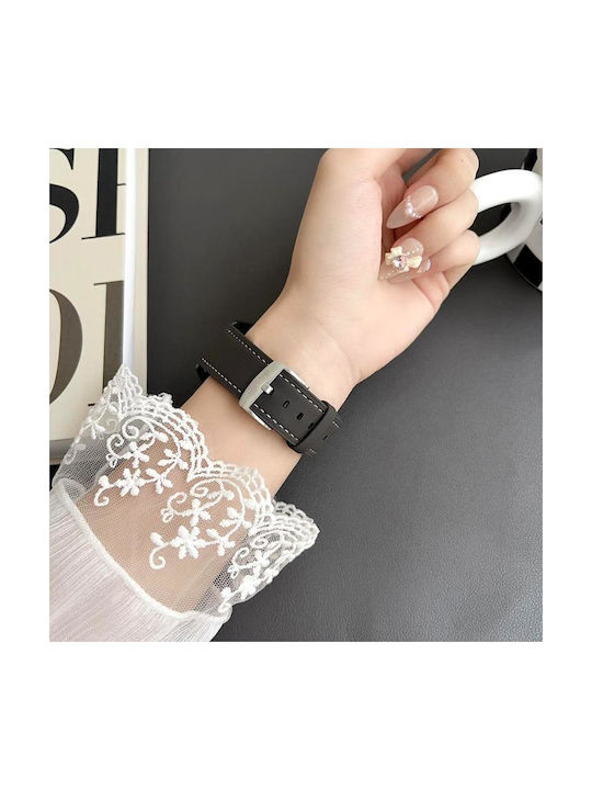 Δερμάτινο Λουράκι Shark Fine Grain Xiaomi Smart Band 9 Pro Redmi Watch 5 20mm Μαύρο