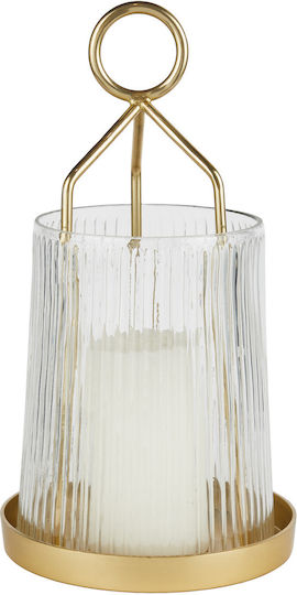 Butlers Glass Lantern Gold 21x21x21cm