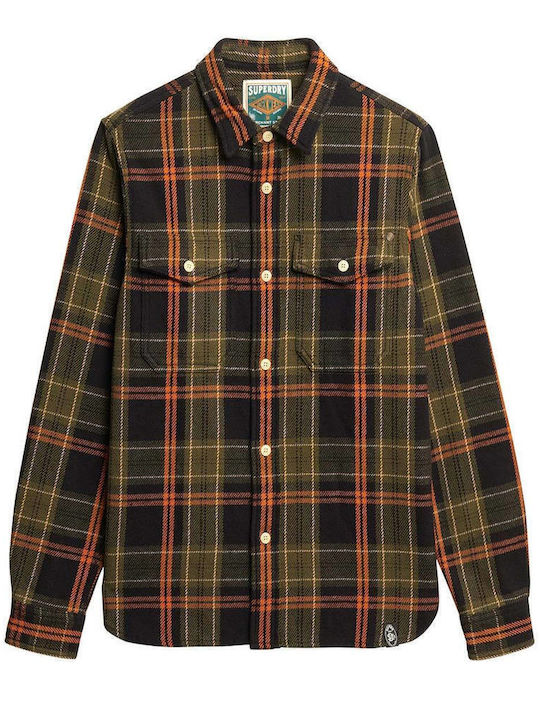 D3 Stud Merchant Μακρυμάνικo Overshirt Καρό Black