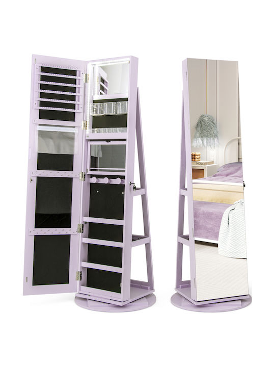Costway Glas Schmuckkästchen mit Spiegel Lila