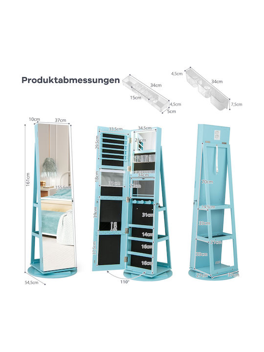 Costway Boden- oder Standspiegel mit Blauem Holzrahmen