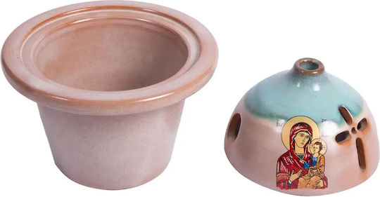 Vigil Oil Lamp Deep Clay Panagia 1 Pc 38602 White