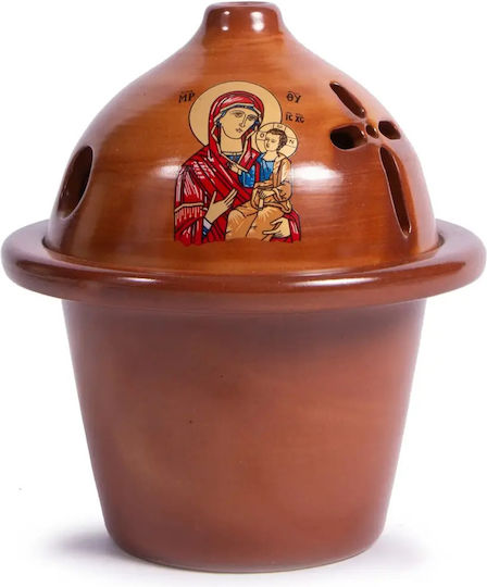 Vigil Oil Lamp Deep Clay Panagia 1 Pc 38602 Beige