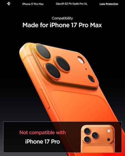 Spigen Glas.tr Optik Pro Camera Protection Membrane Orange for the Apple iPhone 17 Pro Max
