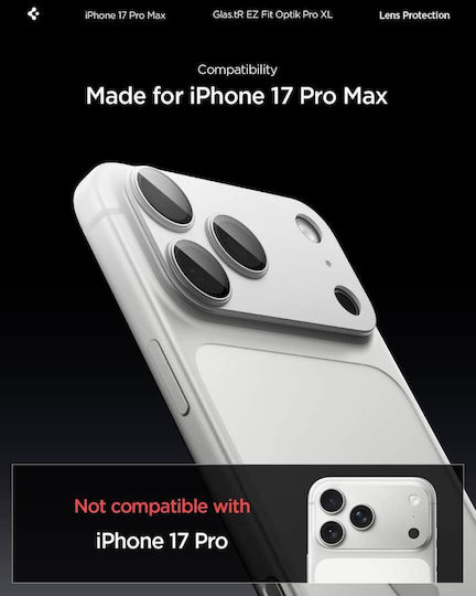 Spigen Glas.tr Optik Pro Протектор за камера Прилепващо фолио Сребрист за Apple iPhone 17 Pro Max