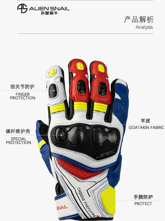 Alien Snail P8 Herren Motorradhandschuhe Leder 4 Jahreszeiten Schwarz