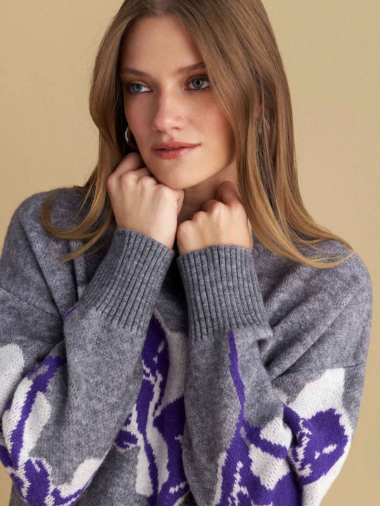 Damen Pullover Blumen Multicolour