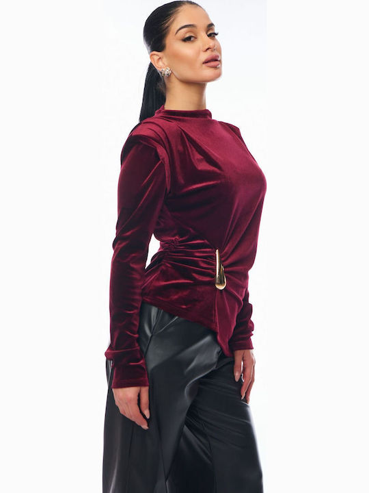Women's Blouse Velvet Burgundy