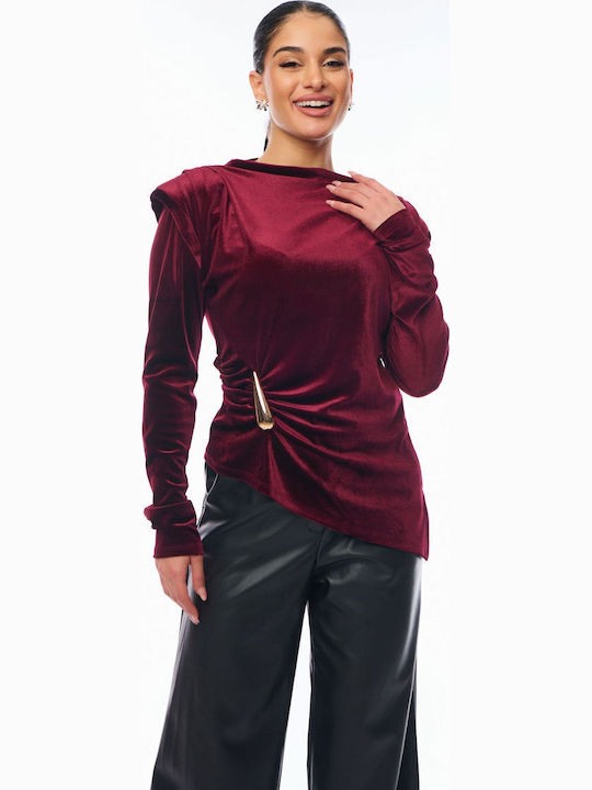 Women's Blouse Velvet Burgundy