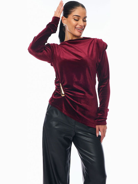 Women's Blouse Velvet Burgundy