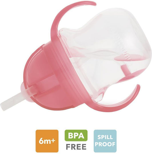 Munchkin Toddler Cups with Handles and Straw Click Lock Plastic Pink 2 Pieces 207ml for 6m+