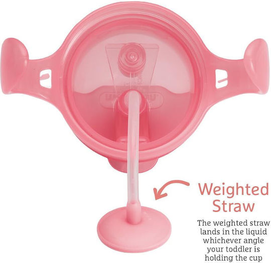 Munchkin Toddler Cups with Handles and Straw Click Lock Plastic Pink 2 Pieces 207ml for 6m+