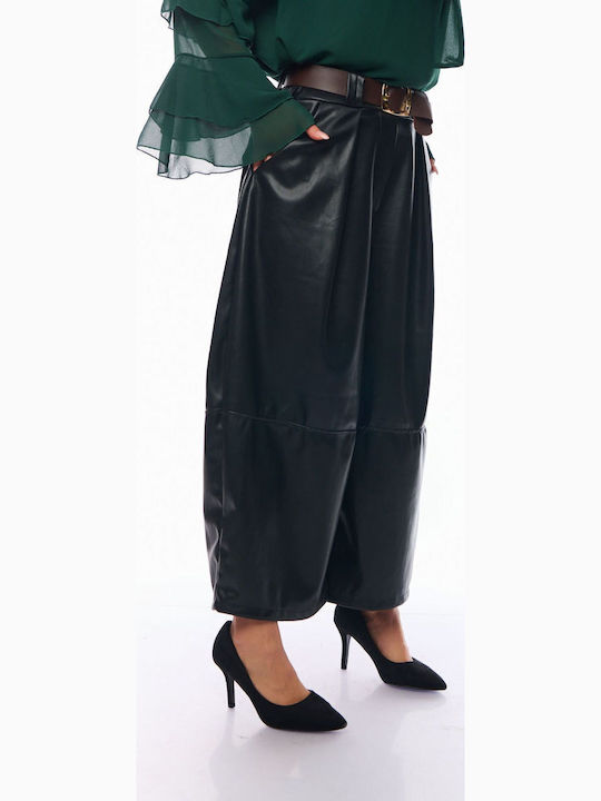 Damen Stoff Capri Hose mit Gummizug Black