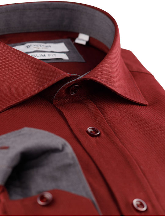 Long-sleeved Cotton Shirt Burgundy