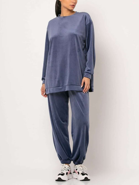Jogginganzug Samt Blueberry