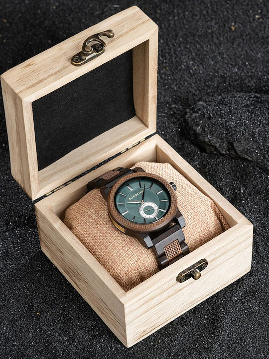 Bobo Bird Ceas Bărbați 43mm Baterie Cu Brățară Din Lemn Maro