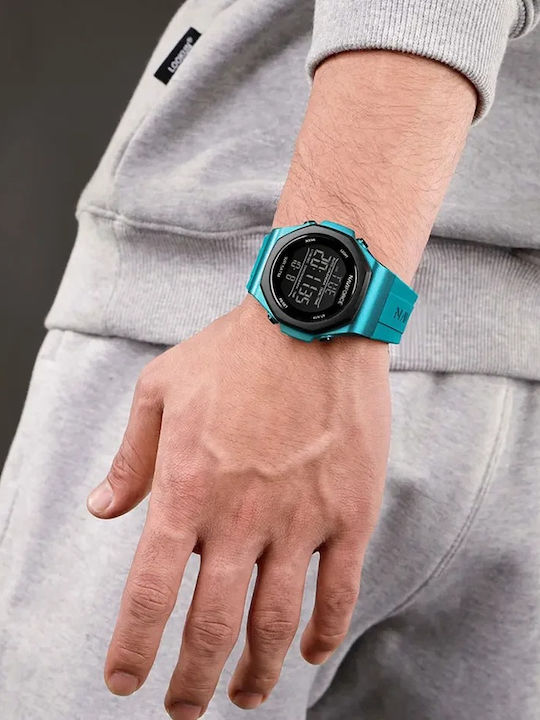 Naviforce Ceas Digital De Bărbați 49mm Cu Baterie și Curea Din Cauciuc Turcoaz
