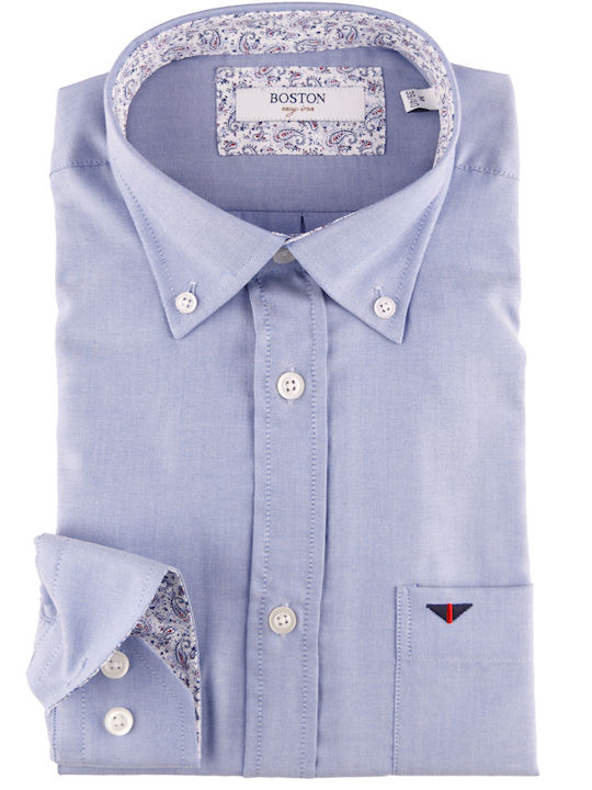 Langärmlig Baumwolle Hemd Light Blue