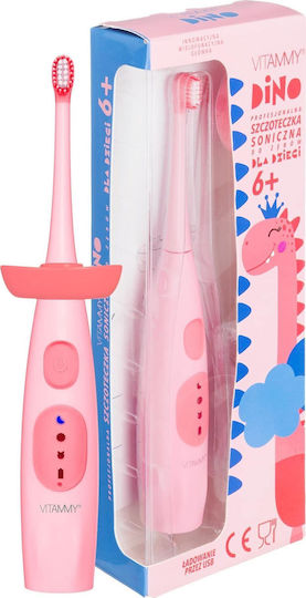 Vitammy Dino Children's Electric Toothbrush with Chronograph for 6+ Years Pink