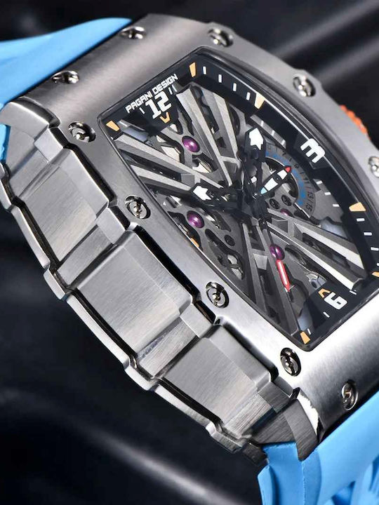 Men's Watch 42mm Battery with Turquoise Rubber Strap