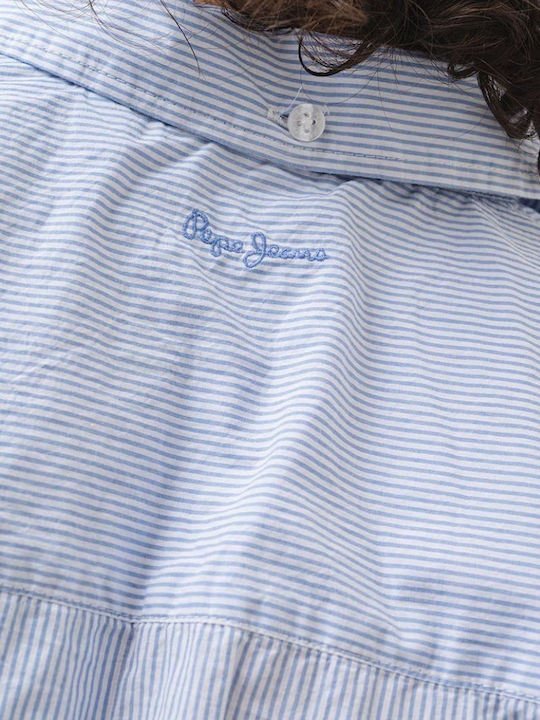 Women's Striped Long Sleeve Shirt Blue