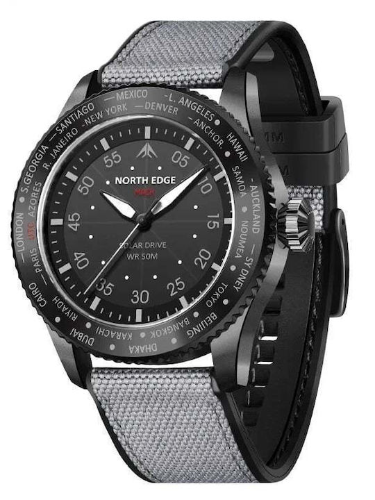 Men's Watch 43mm Solar with Gray Fabric Strap