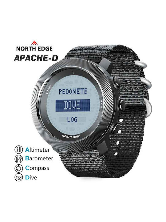 North Edge Ceas Digital De Bărbați 49.8mm Cu Baterie Și Curea Textilă Gri