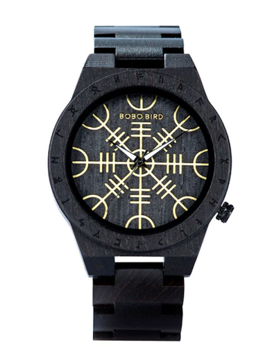 Bobo Bird Herrenuhr 22.8mm Batterie mit Schwarz Holzarmband