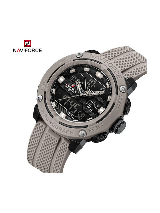 Naviforce Ceas Digital Barbatesc 24mm Cu Baterie Și Curea Din Cauciuc Gri