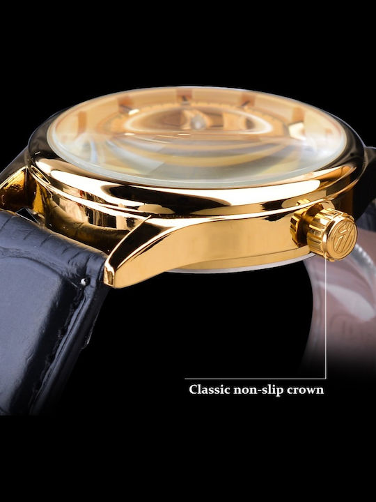 Forsining Herrenuhr 20mm Automatisch mit Schwarz Lederarmband