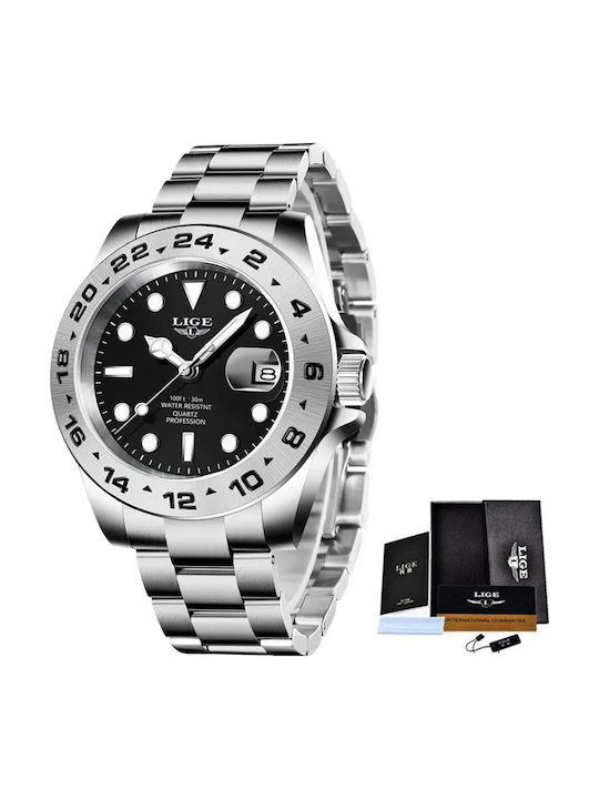 Ανδρικό Ρολόι 43mm Μπαταρίας Ασημί