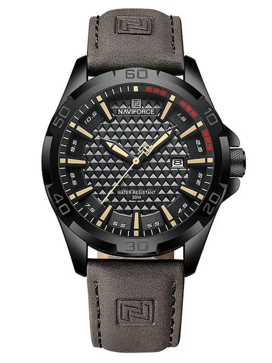 Naviforce Ceas Bărbați 45mm Baterie Cu Curea Din Piele Maro
