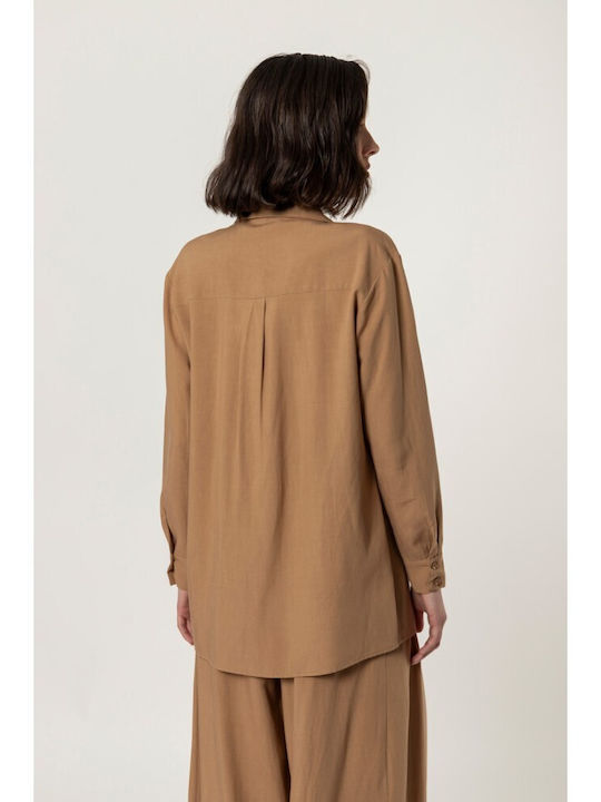Women's Long Sleeve Shirt Camel