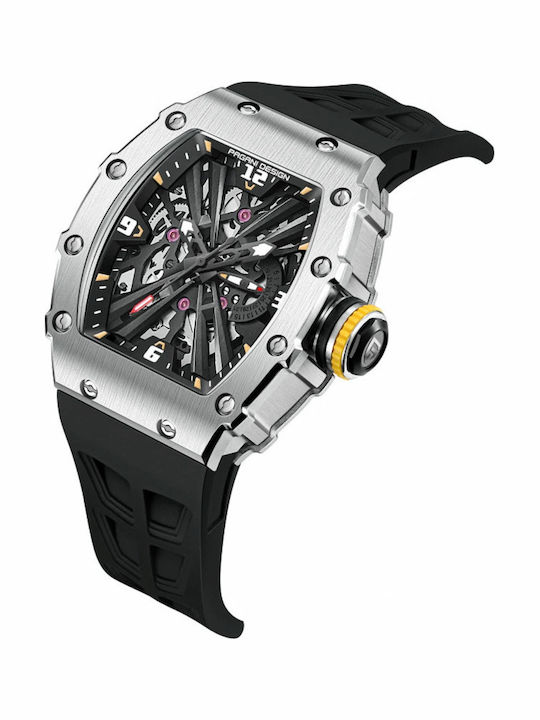 Pagani Design Ceas Bărbați 42mm Baterie Cu Brățară Din Metal Neagră
