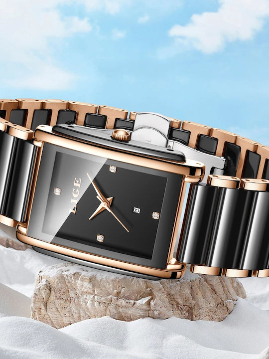 Lige Ceas de Damă Automat cu Rose Gold Brățară Metalică